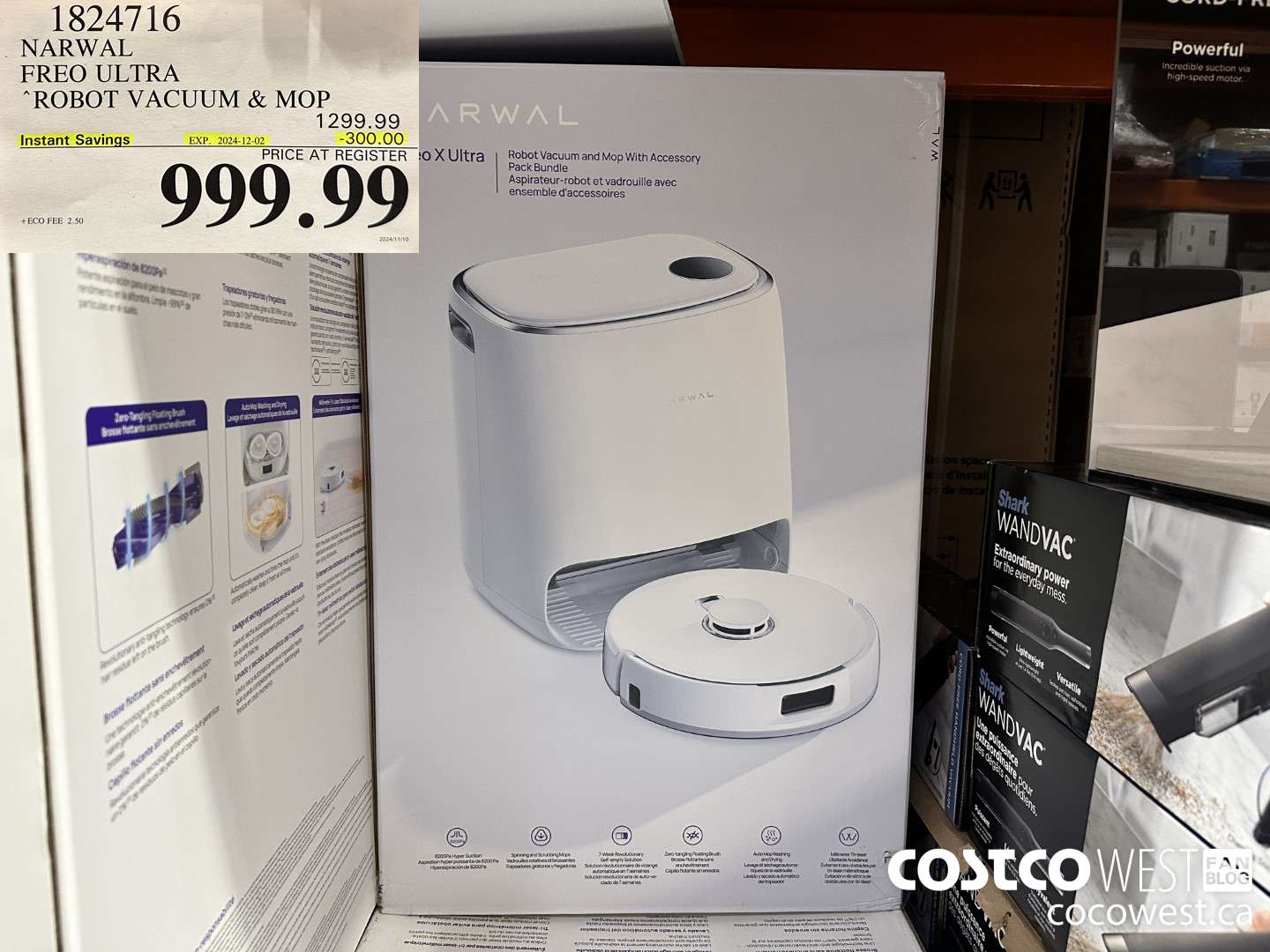 1824716 NARWAL FREO ULTRA ROBOT VACUUM & MOP ($300.00 INSTANT SAVINGS EXPIRES ON 2024-12-02) $999.99