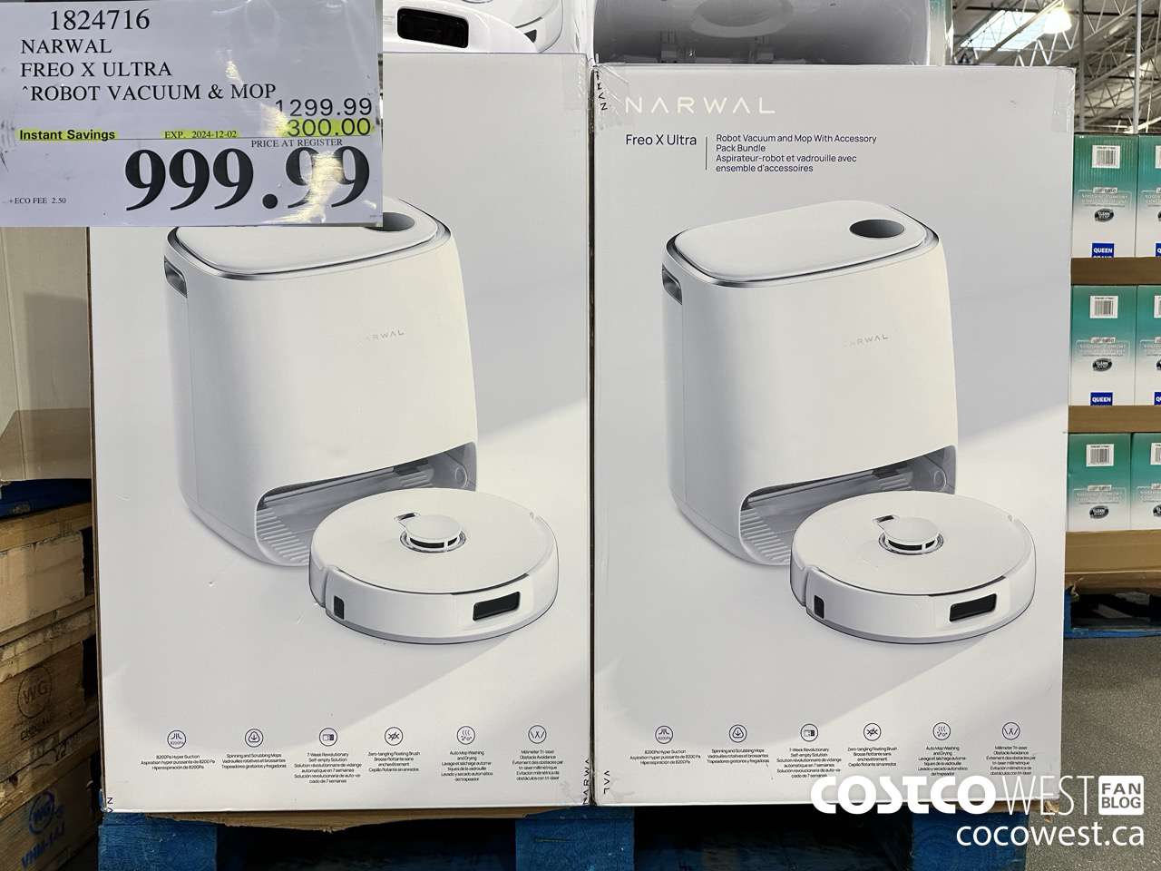 1824716 NARWAL FREO ULTRA ROBOT VACUUM & MOP ($300.00 INSTANT SAVINGS EXPIRES ON 2024-12-02) $999.99