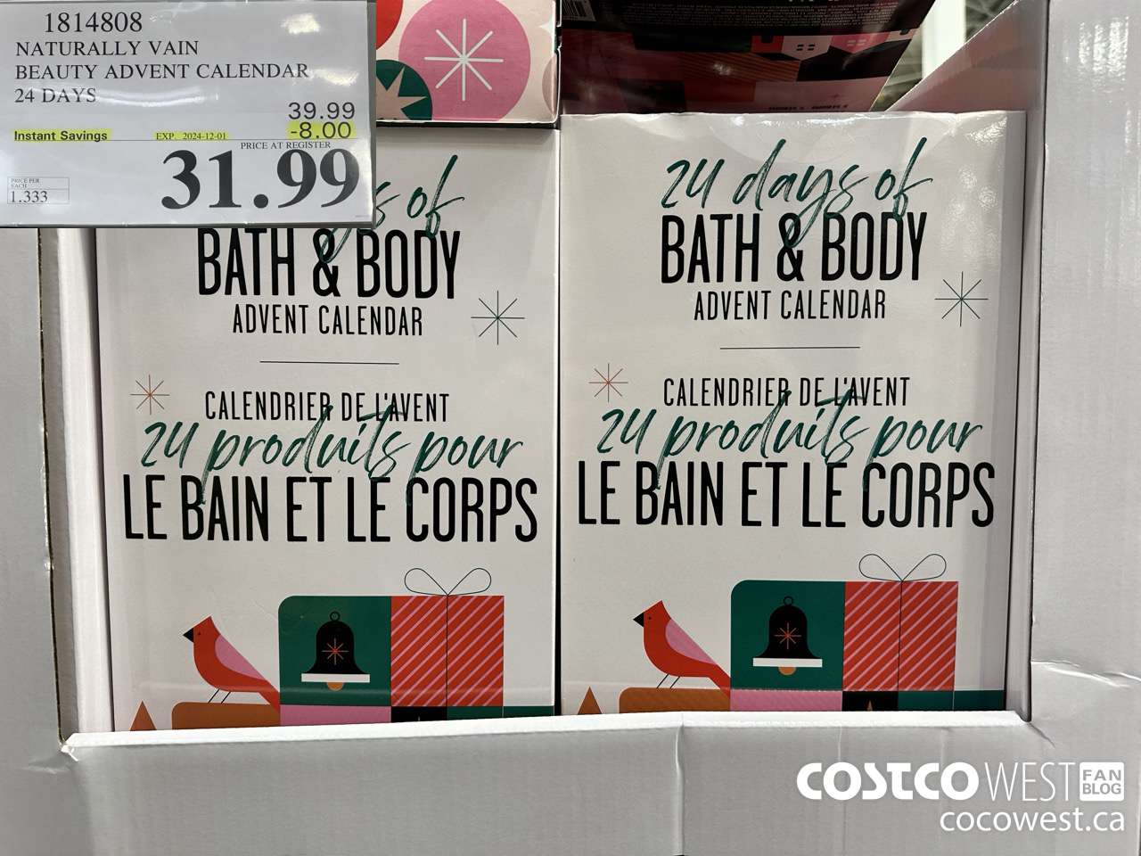 1814808 NATURALLY VAIN BEAUTY ADVENT CALENDAR 24 DAYS ($8.00 INSTANT SAVINGS EXPIRES ON 2024-12-01) $31.99