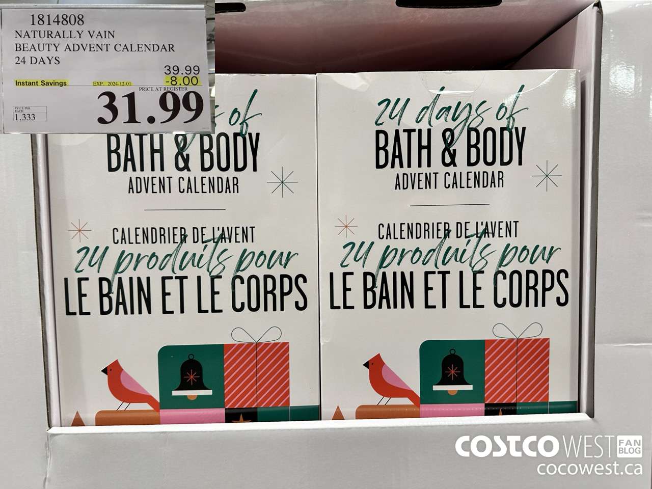 1814808 NATURALLY VAIN BEAUTY ADVENT CALENDAR 24 DAYS ($8.00 INSTANT SAVINGS EXPIRES ON 2024-12-01) $31.99