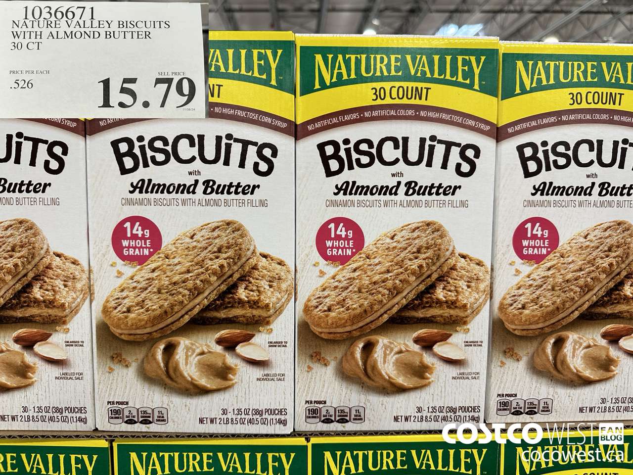 1036671 NATURE VALLEY BISCUITS WITH ALMOND BUTTER 30 CT $15.79