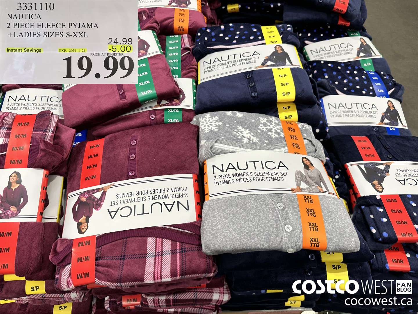 3331110 NAUTICA 2 PIECE FLEECE PYJAMA LADIES SIZES S-XXL ($5.00 INSTANT SAVINGS EXPIRES ON 2024-11-24) $19.99