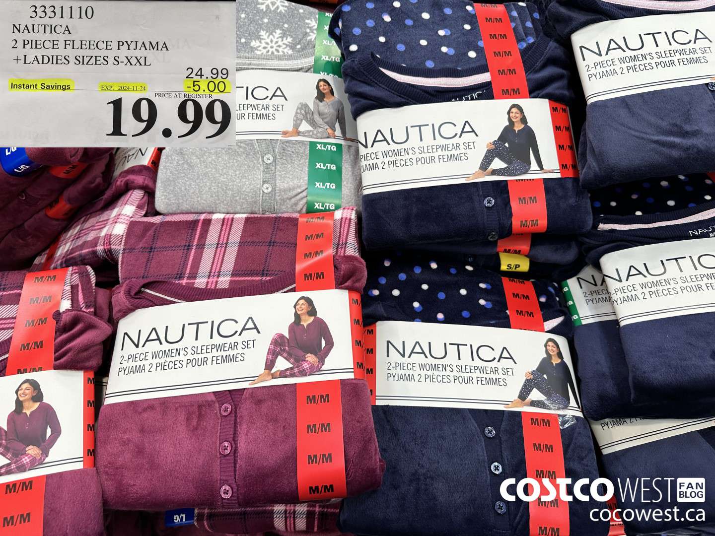 3331110 NAUTICA 2 PIECE FLEECE PYJAMA LADIES SIZES S-XXL ($5.00 INSTANT SAVINGS EXPIRES ON 2024-11-24) $19.99