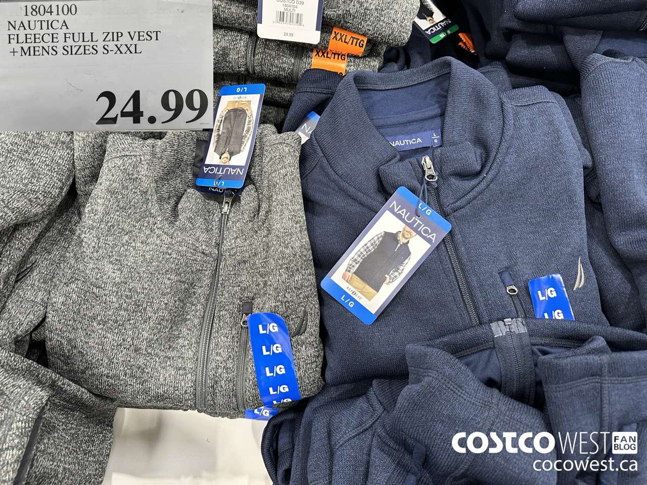 1804100 NAUTICA FLEECE FULL ZIP VEST MENS SIZES S-XXL $24.99