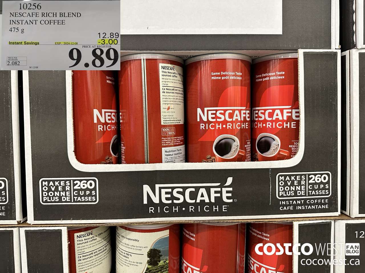 10256 NESCAFE RICH BLEND INSTANT COFFEE 475G ($3.00 INSTANT SAVINGS EXPIRES ON 2024-12-08) $9.89