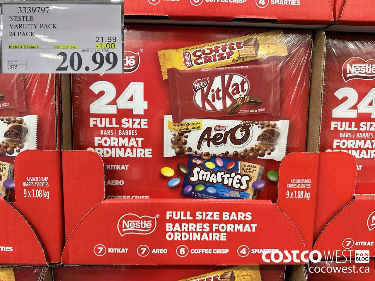 3339797 NESTLE VARIETY PACK 24 PACK ($1.00 INSTANT SAVINGS EXPIRES ON 2024-11-06) $20.99