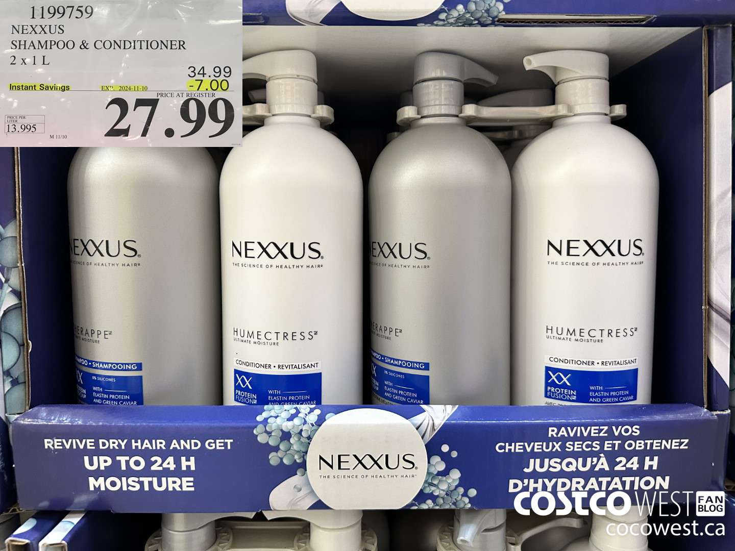 1199759 NEXXUS SHAMPOO & CONDITIONER 2 X 1L ($7.00 INSTANT SAVINGS EXPIRES ON 2024-11-10) $27.99