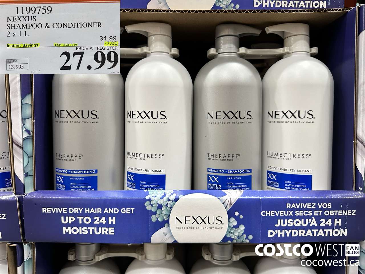 1199759 NEXXUS SHAMPOO & CONDITIONER 2 X 1L ($7.00 INSTANT SAVINGS EXPIRES ON 2024-11-10) $27.99