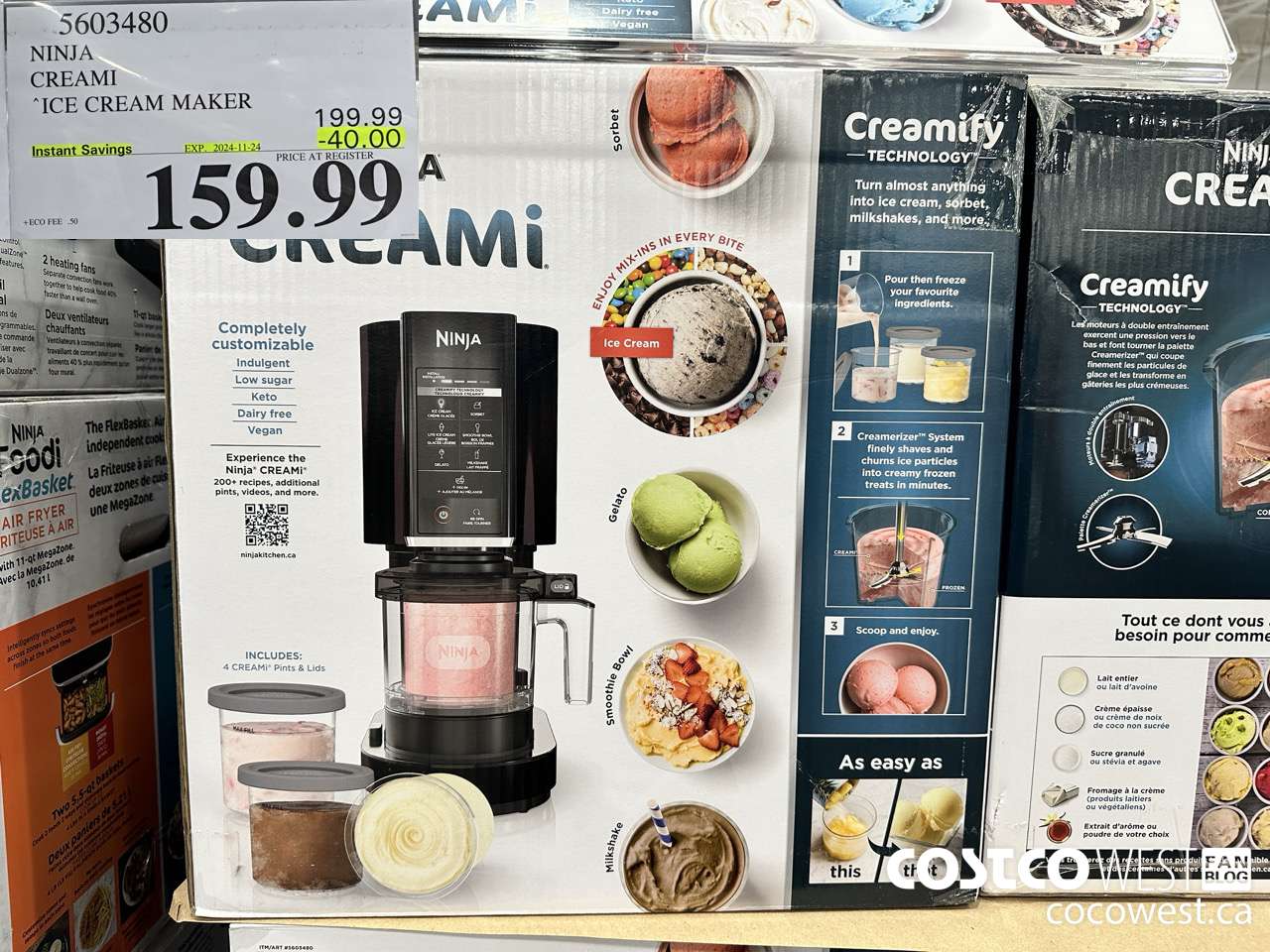 5603480 NINJA CREAMI ICE CREAM MAKER ($40.00 INSTANT SAVINGS EXPIRES ON 2024-11-24) $159.99