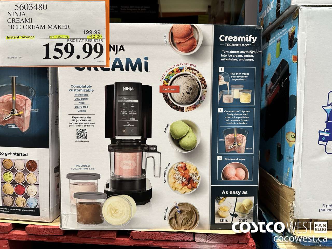5603480 NINJA CREAMI ICE CREAM MAKER ($40.00 INSTANT SAVINGS EXPIRES ON 2024-11-24) $159.99