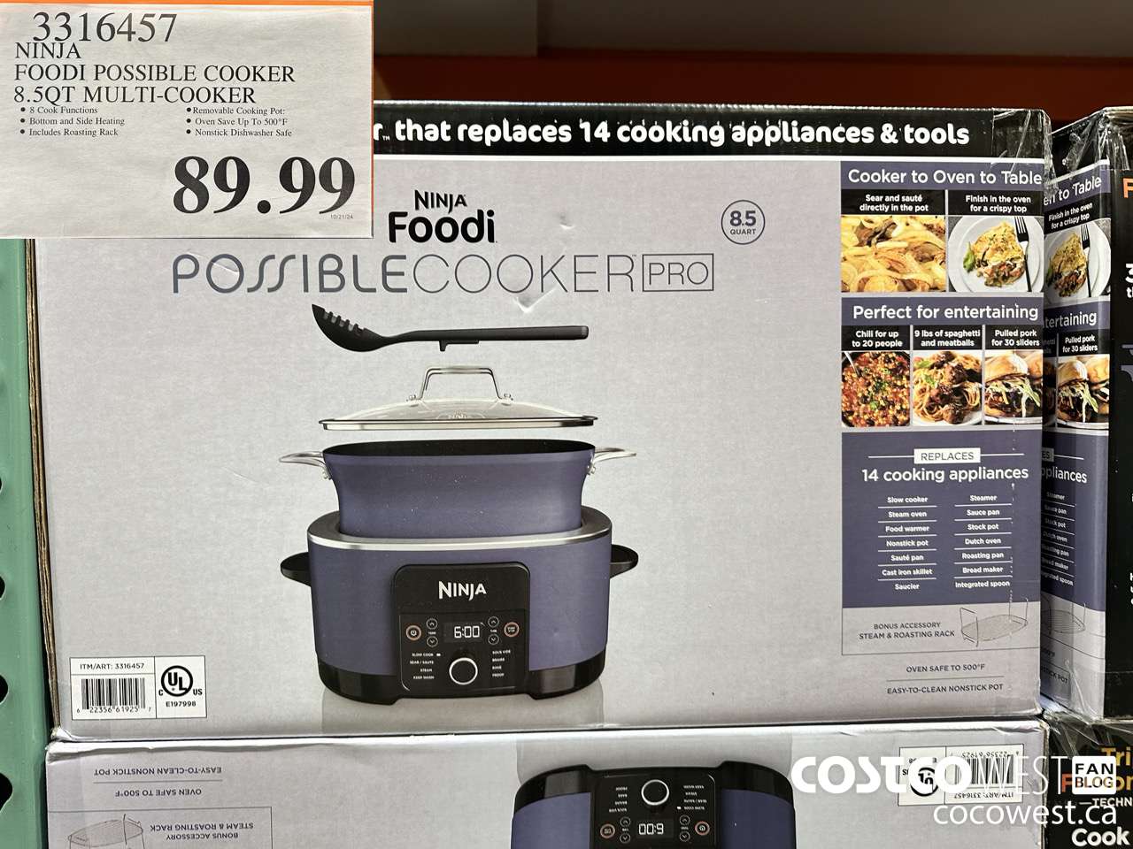 3316457 NINJA FOODI POSSIBLE COOKER 8.5 QT MULTI-COOKER $89.99