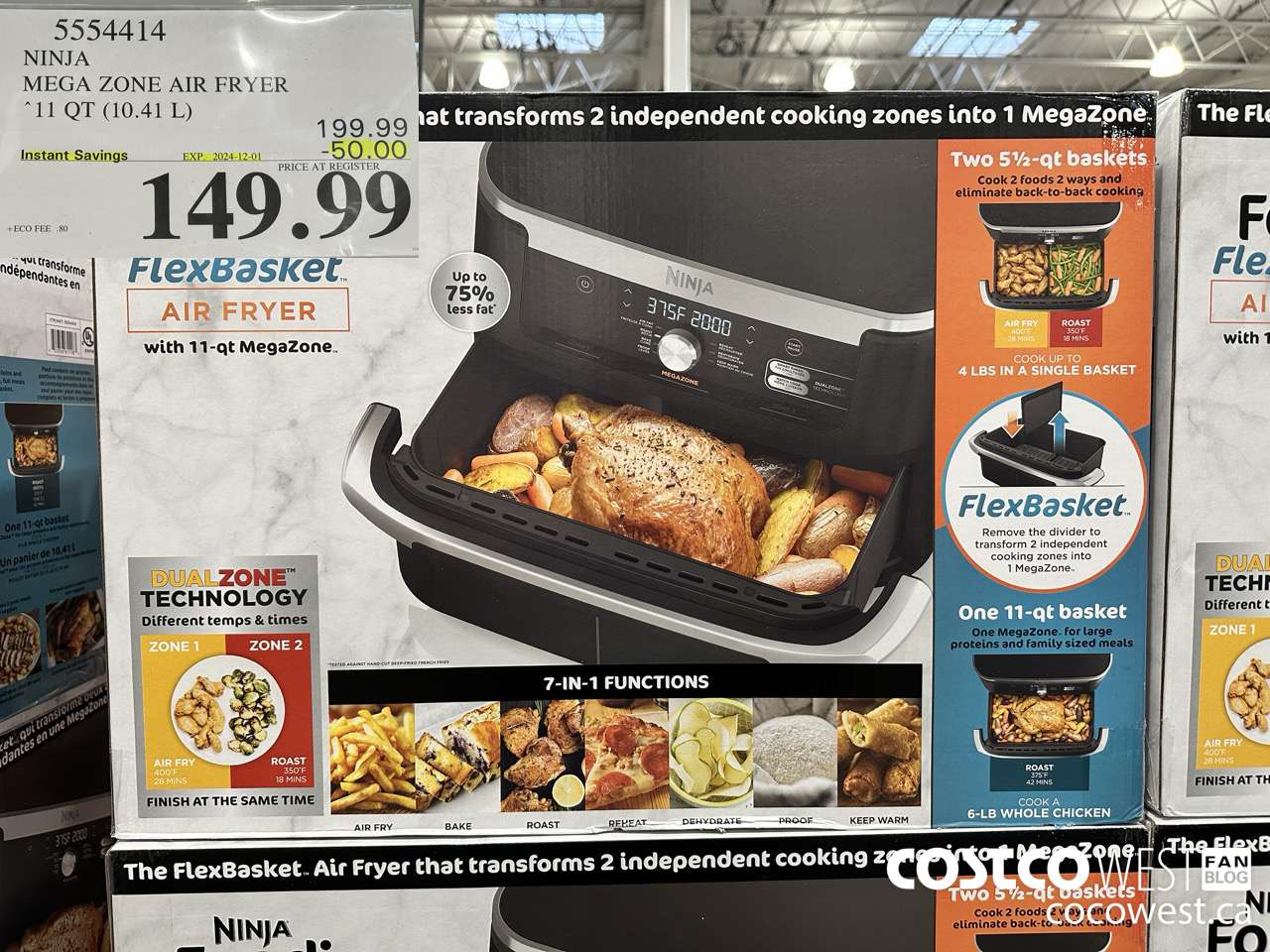 5554414 NINJA MEGA ZONE AIR FRYER 11 QT. (10,41 L) ($50.00 INSTANT SAVINGS EXPIRES ON 2024-12-01) $149.99