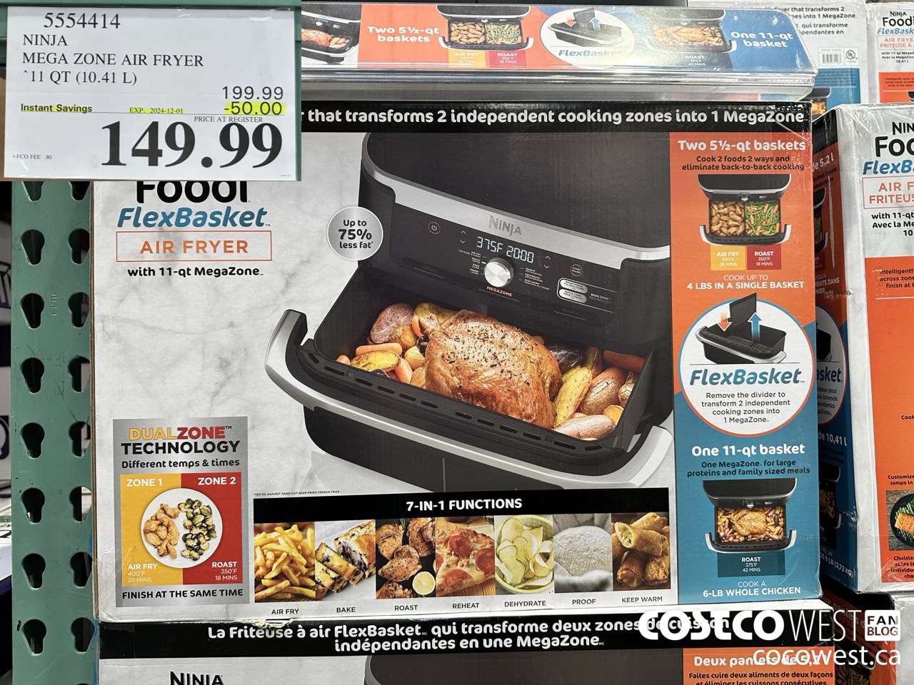 5554414 NINJA MEGA ZONE AIR FRYER 11 QT. (10,41 L) ($50.00 INSTANT SAVINGS EXPIRES ON 2024-12-01) $149.99