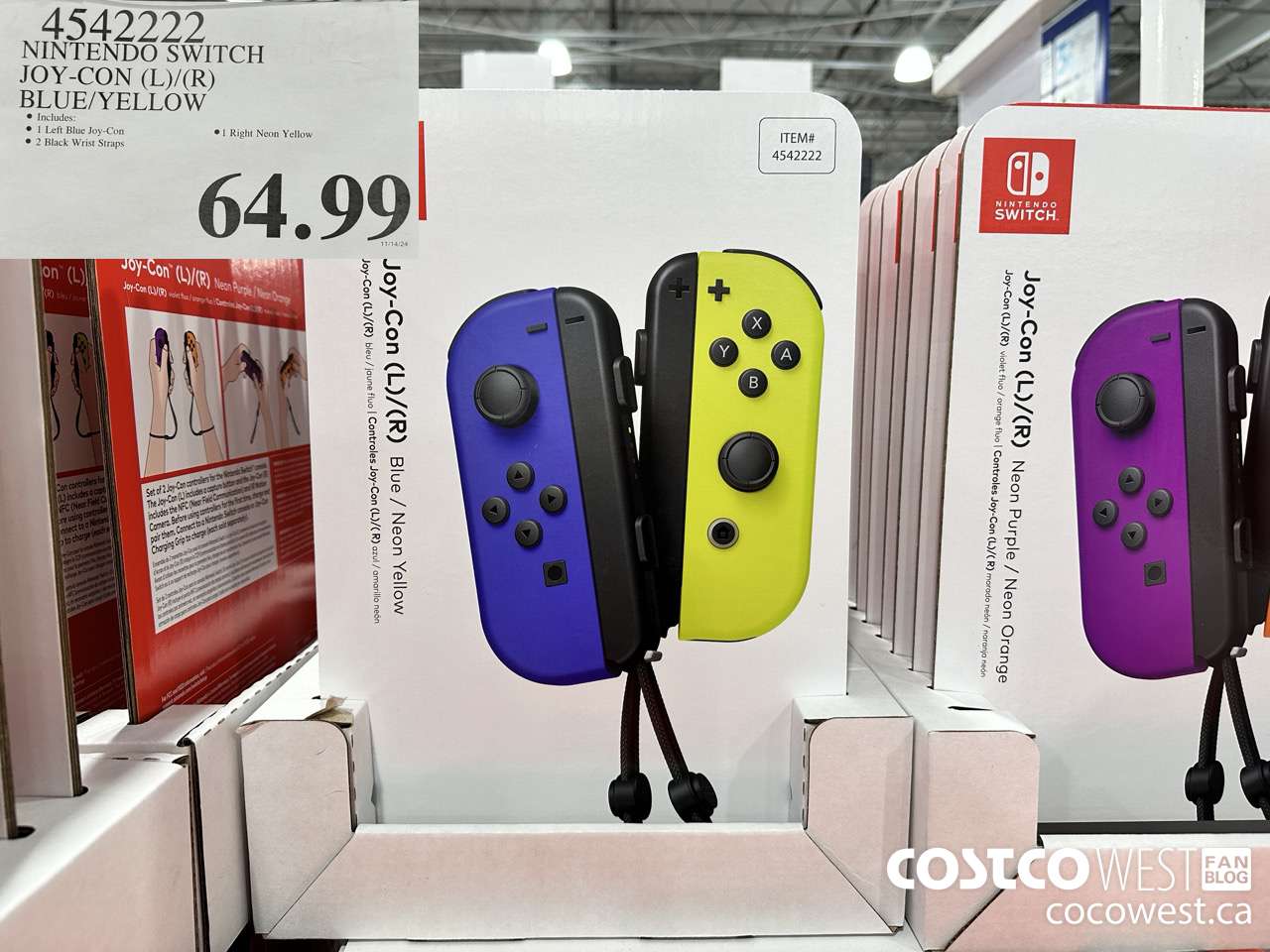 4542222 NINTENDO SWITCH JOY-CON (L)/(R) BLUE/YELLOW $64.99