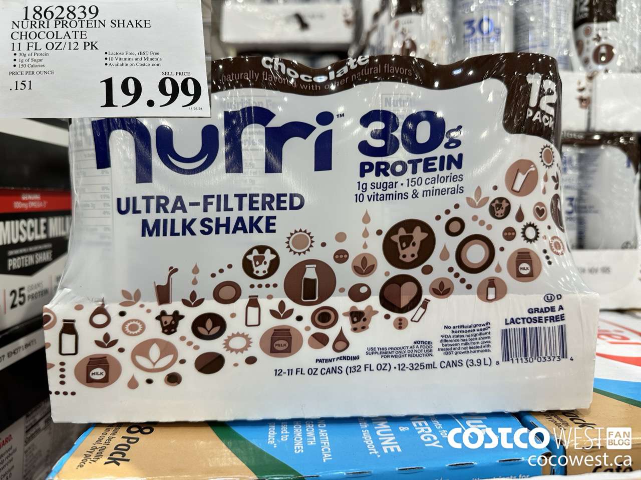 1862839 NURRI PROTEIN SHAKE CHOCOLATE 11 FL OZ/12 PK $19.99