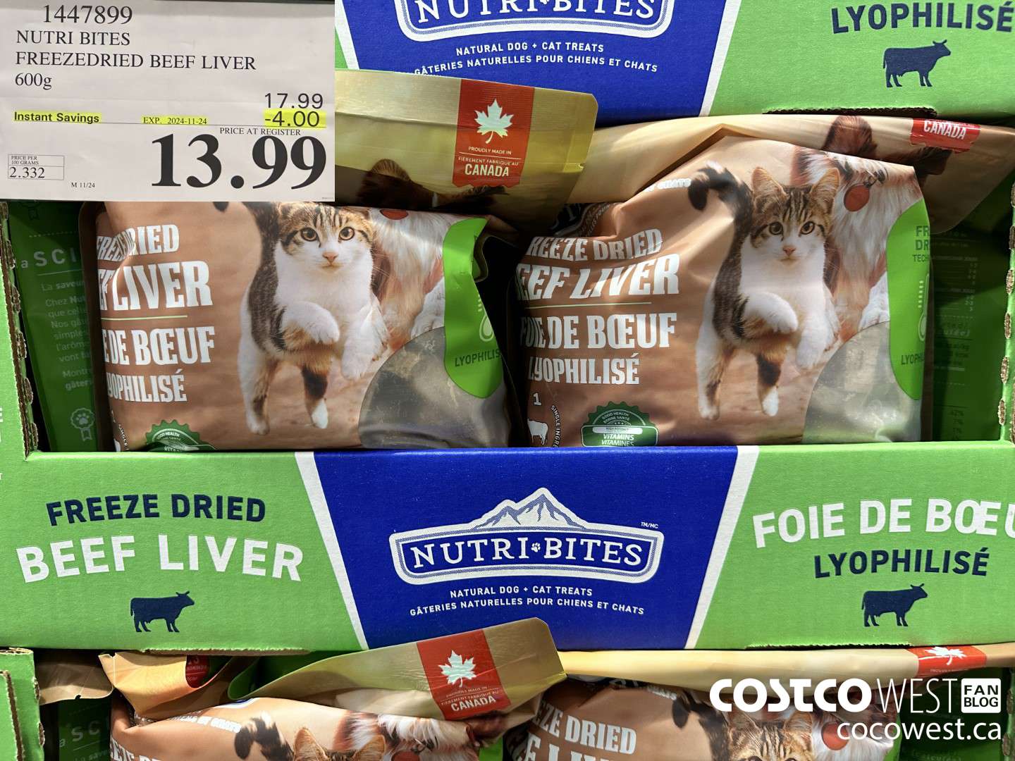 1447899 NUTRI BITES FREEZEDRIED BEEF LIVER 600g ($4.00 INSTANT SAVINGS EXPIRES ON 2024-11-24) $13.99
