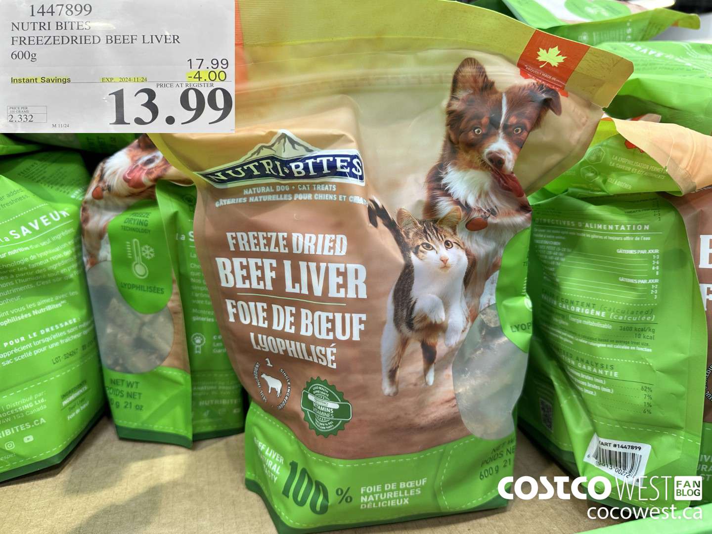1447899 NUTRI BITES FREEZEDRIED BEEF LIVER 600g ($4.00 INSTANT SAVINGS EXPIRES ON 2024-11-24) $13.99
