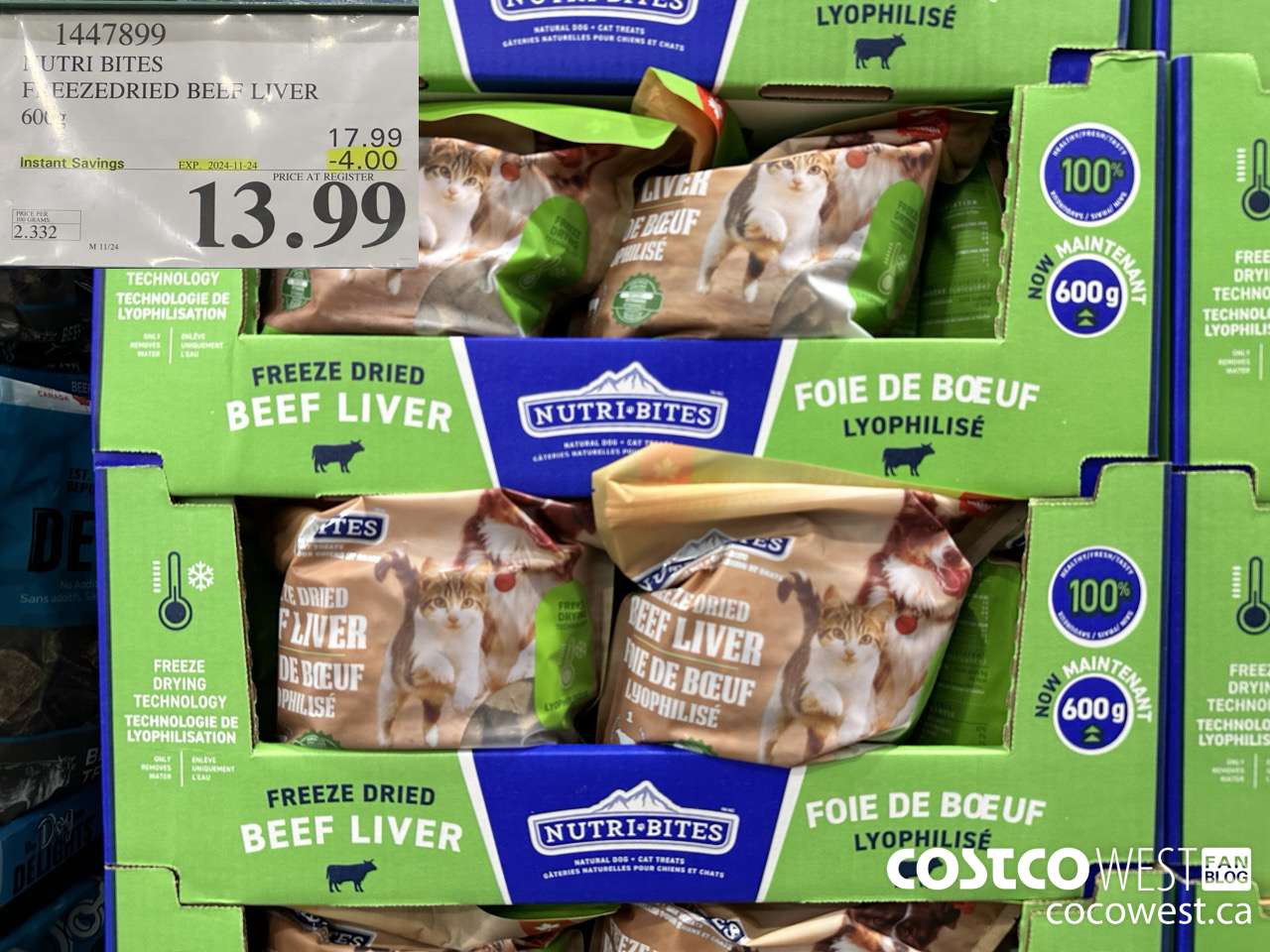 1447899 NUTRI BITES FREEZEDRIED BEEF LIVER 600g ($4.00 INSTANT SAVINGS EXPIRES ON 2024-11-24) $13.99