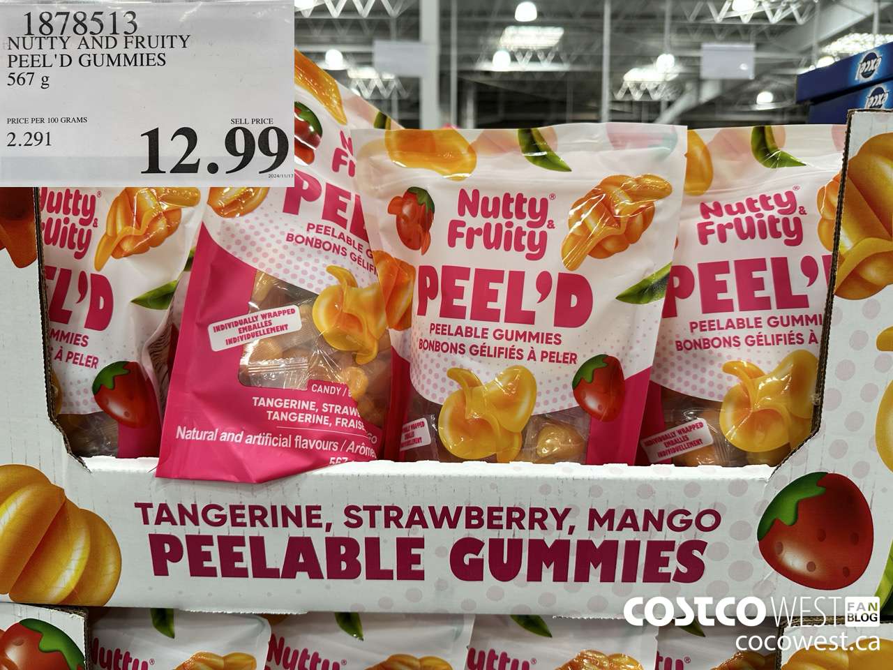 1878513 NUTTY AND FRUITY PEEL'D GUMMIES 567G $12.99