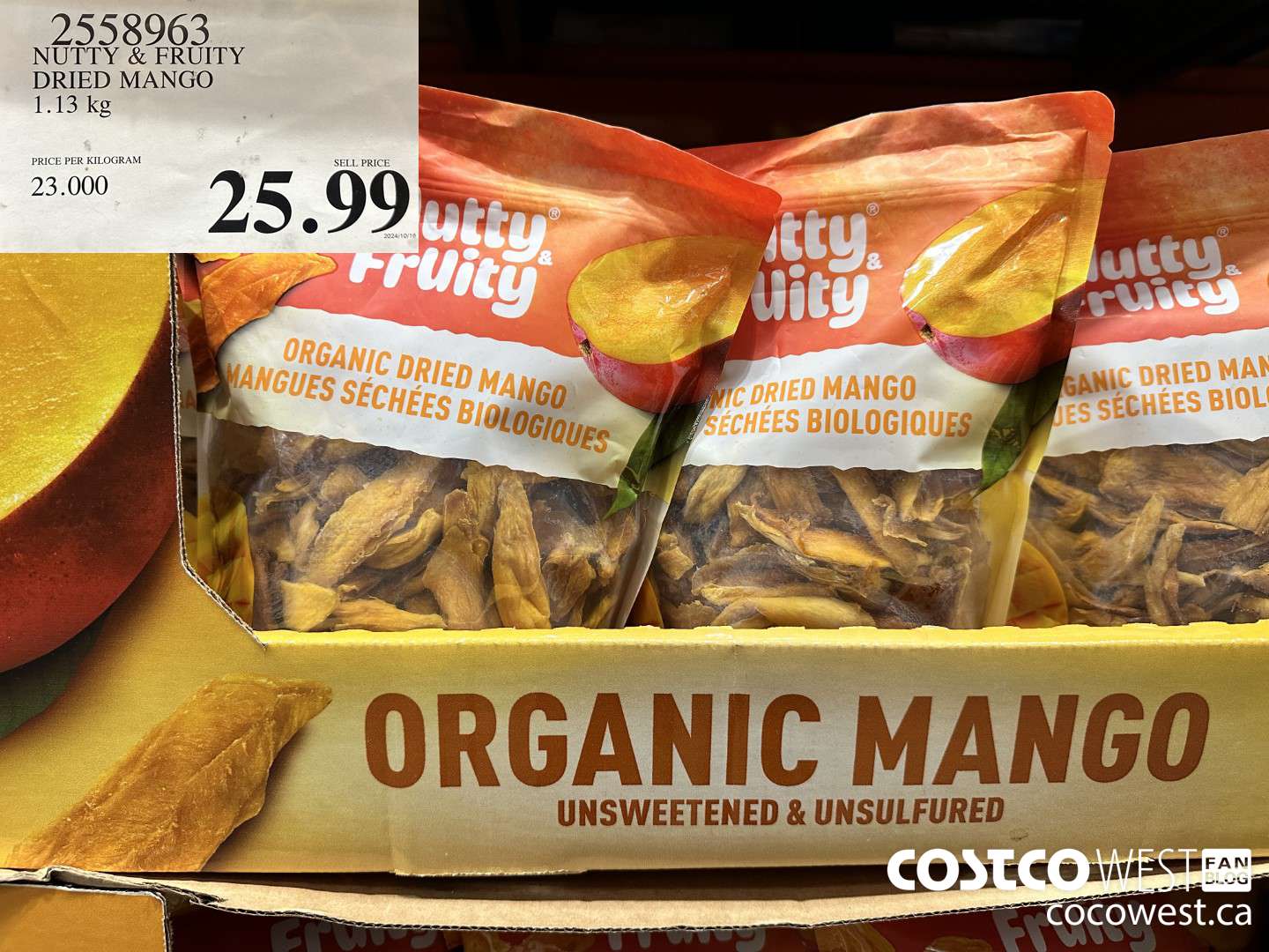 2558963 NUTTY & FRUITY DRIED MANGO 1.13KG $25.99