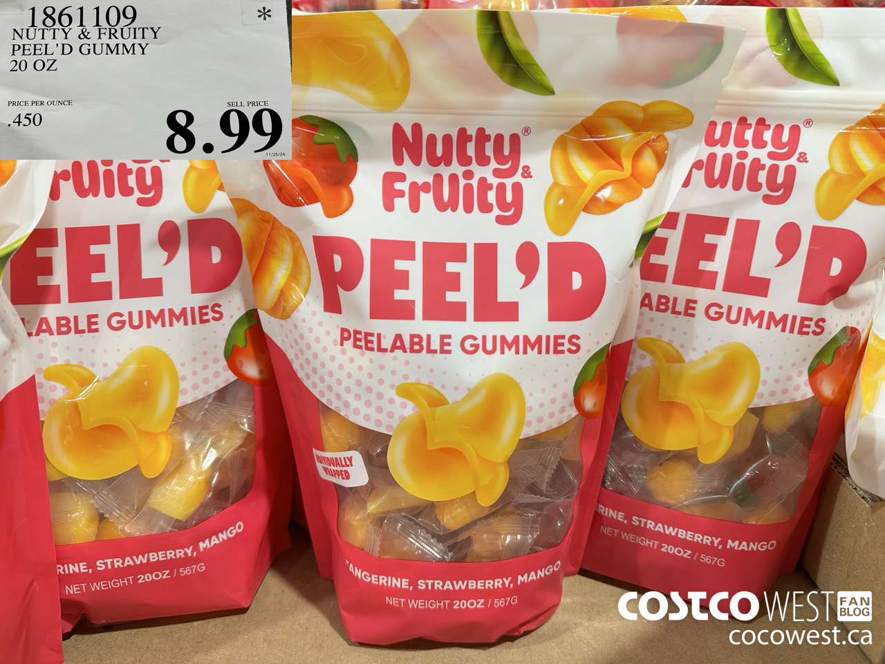 1861109 NUTTY & FRUITY PEEL'D GUMMY 20 OZ $8.99