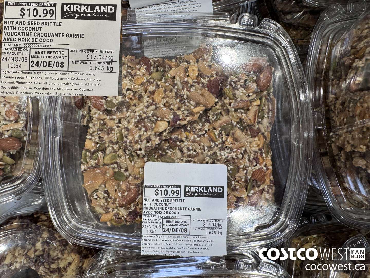 1806887 NUT AND SEED BRITTLE WITH COCONUT 645G $10.99