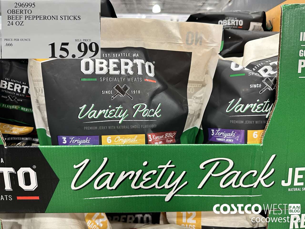 296995 OBERTO BEEF PEPPERONI STICKS 24 OZ $15.99