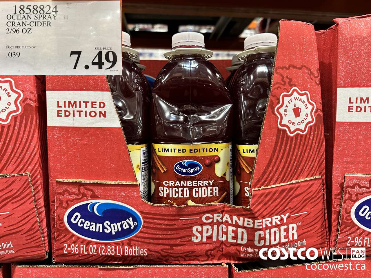 1858824 OCEAN SPRAY CRAN-CIDER 2/96 OZ $7.49