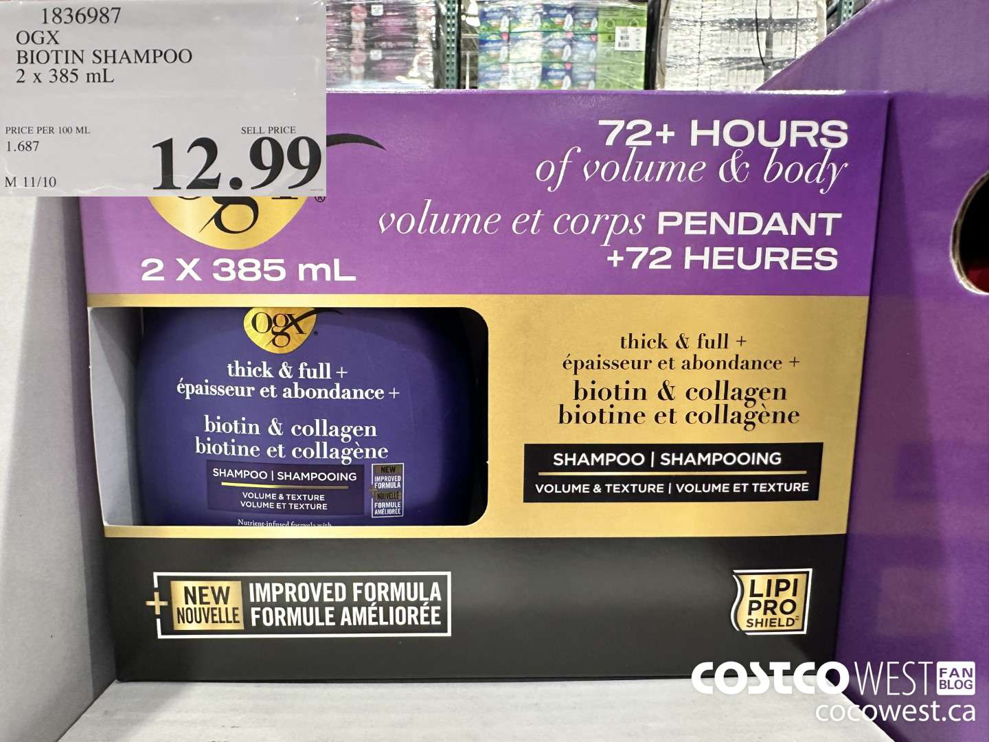 1836987 OGX BIOTIN SHAMPOO 2 X 385ML $12.99