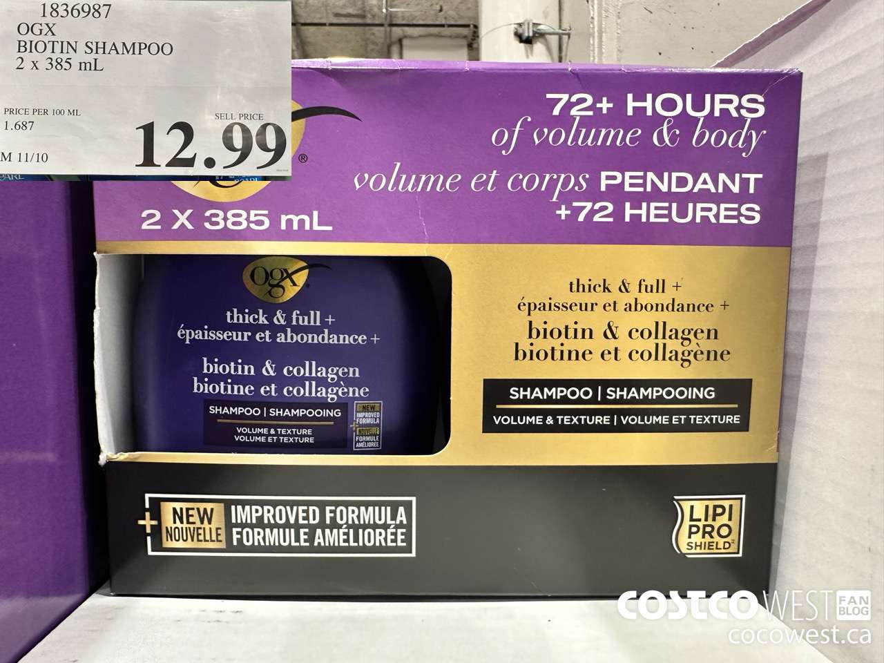 1836987 OGX BIOTIN SHAMPOO 2 X 385ML $12.99