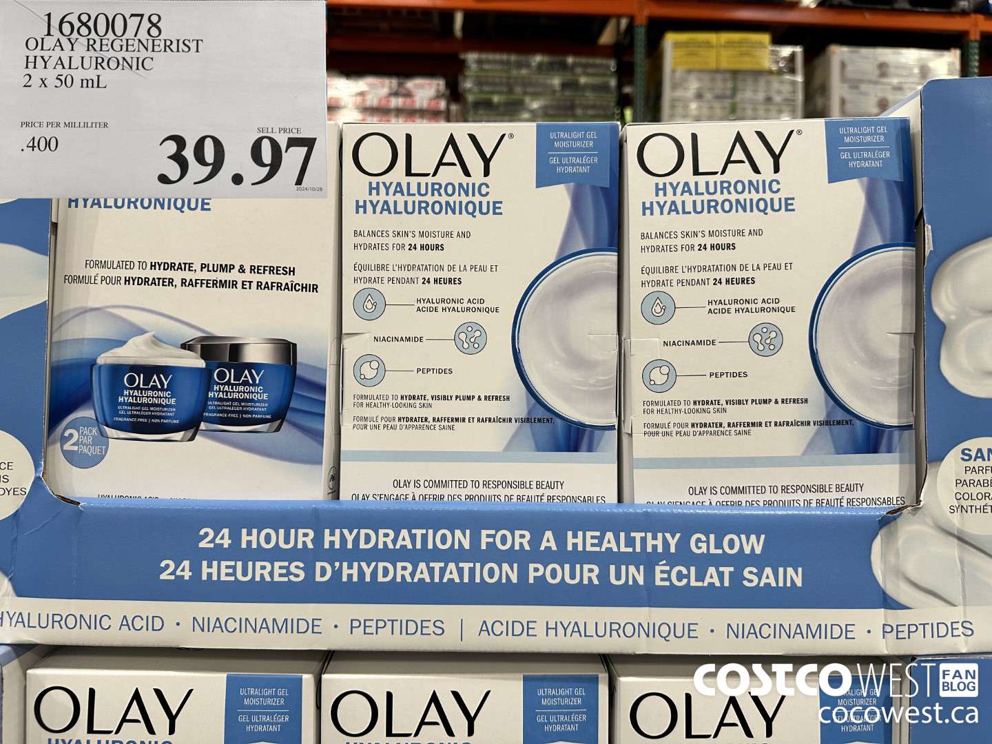 1680078 OLAY REGENERIST HYALURONIC 2 X 50ML $39.97