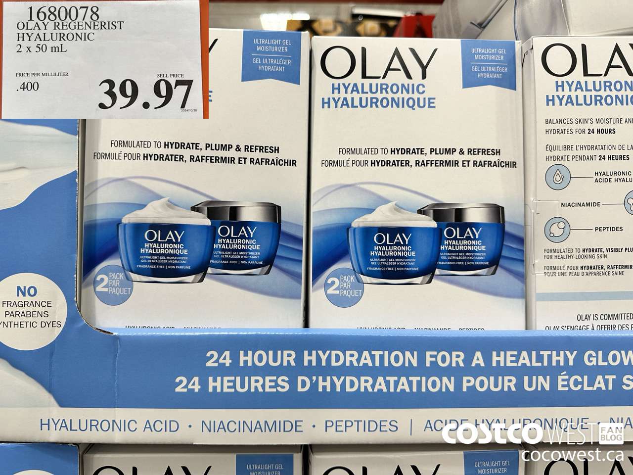 1680078 OLAY REGENERIST HYALURONIC 2 X 50ML $39.97