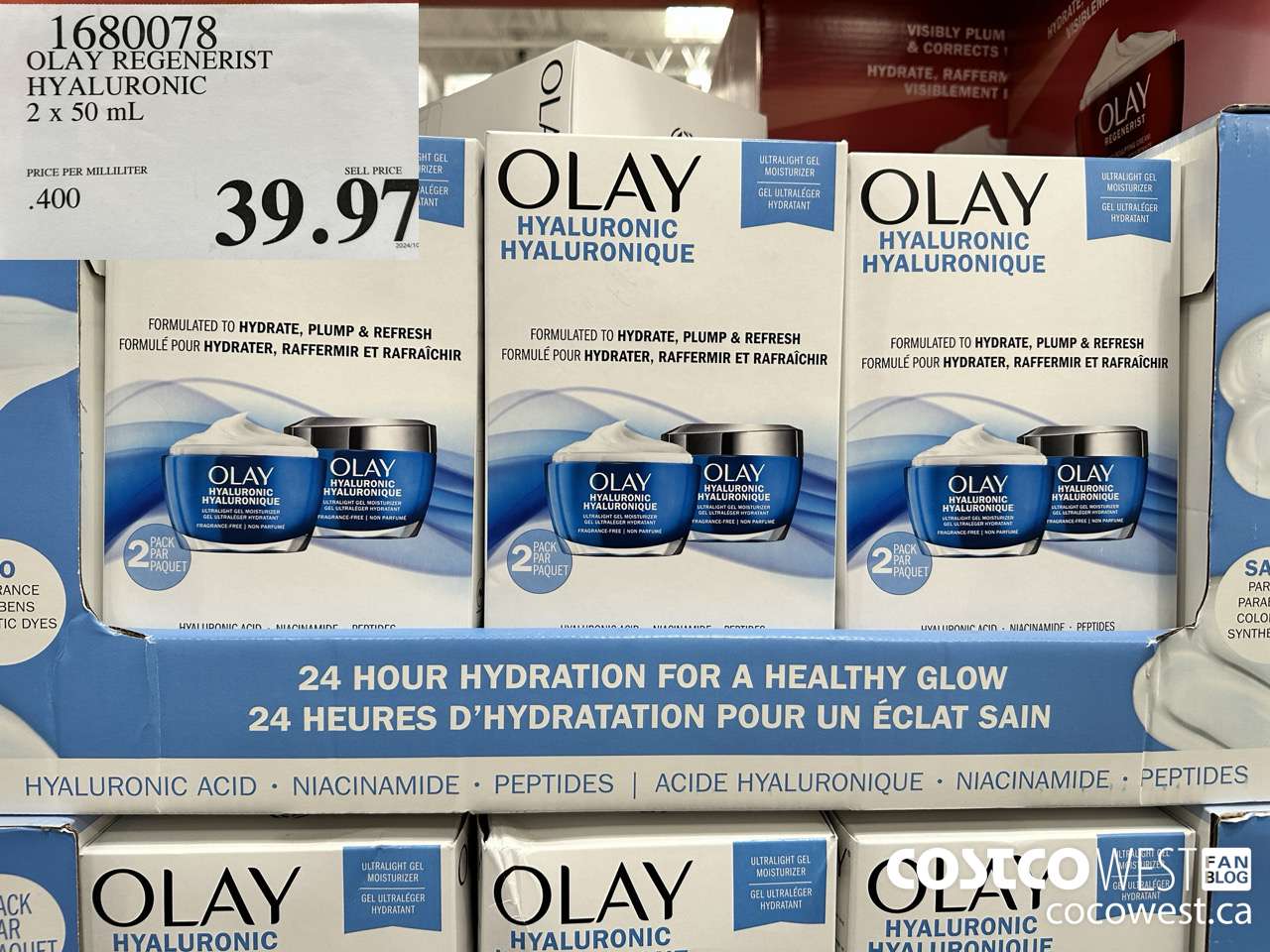 1680078 OLAY REGENERIST HYALURONIC 2 X 50ML $39.97