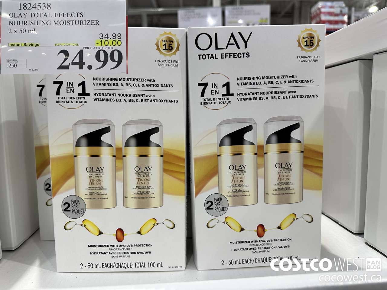 1824538 OLAY TOTAL EFFECTS NOURISHING MOISTURIZER 2 X 50ML ($10.00 INSTANT SAVINGS EXPIRES ON 2024-12-08) $24.99