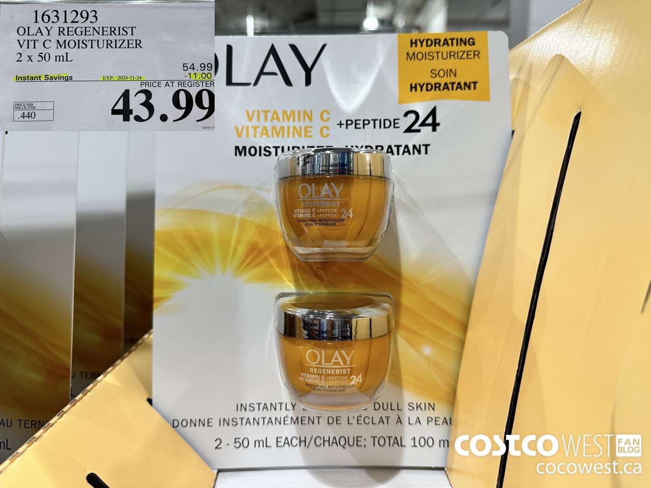 1631293 OLAY VIT C MOISTURIZER 2 x 50 mL  ($11.00 INSTANT SAVINGS EXPIRES ON 2024-11-24) $43.99