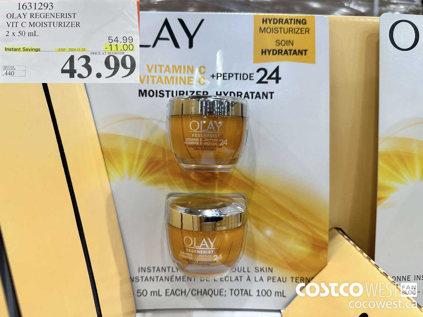 1631293 OLAY VIT C MOISTURIZER 2 x 50 mL  ($11.00 INSTANT SAVINGS EXPIRES ON 2024-11-24) $43.99