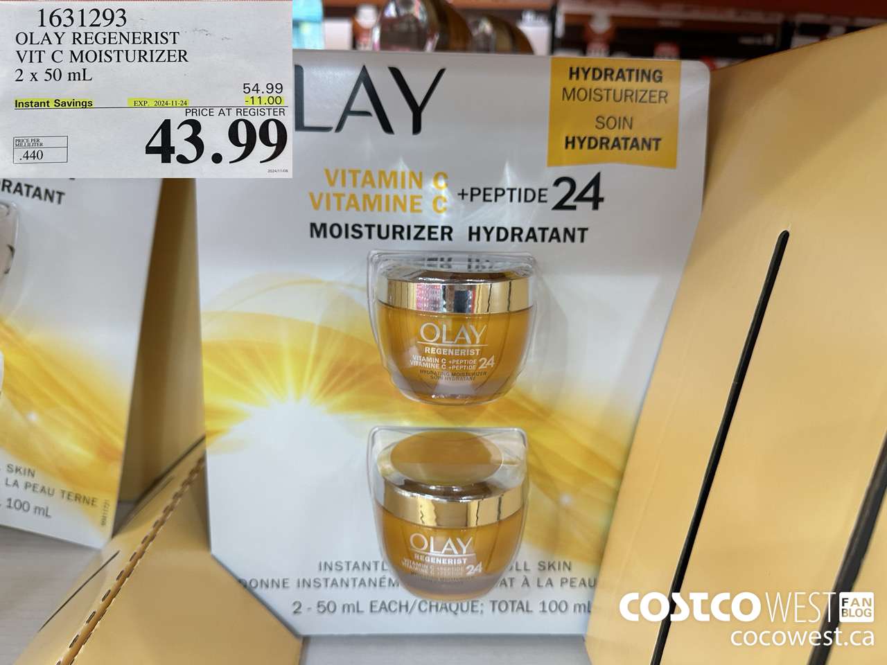 1631293 OLAY VIT C MOISTURIZER 2 x 50 mL  ($11.00 INSTANT SAVINGS EXPIRES ON 2024-11-24) $43.99