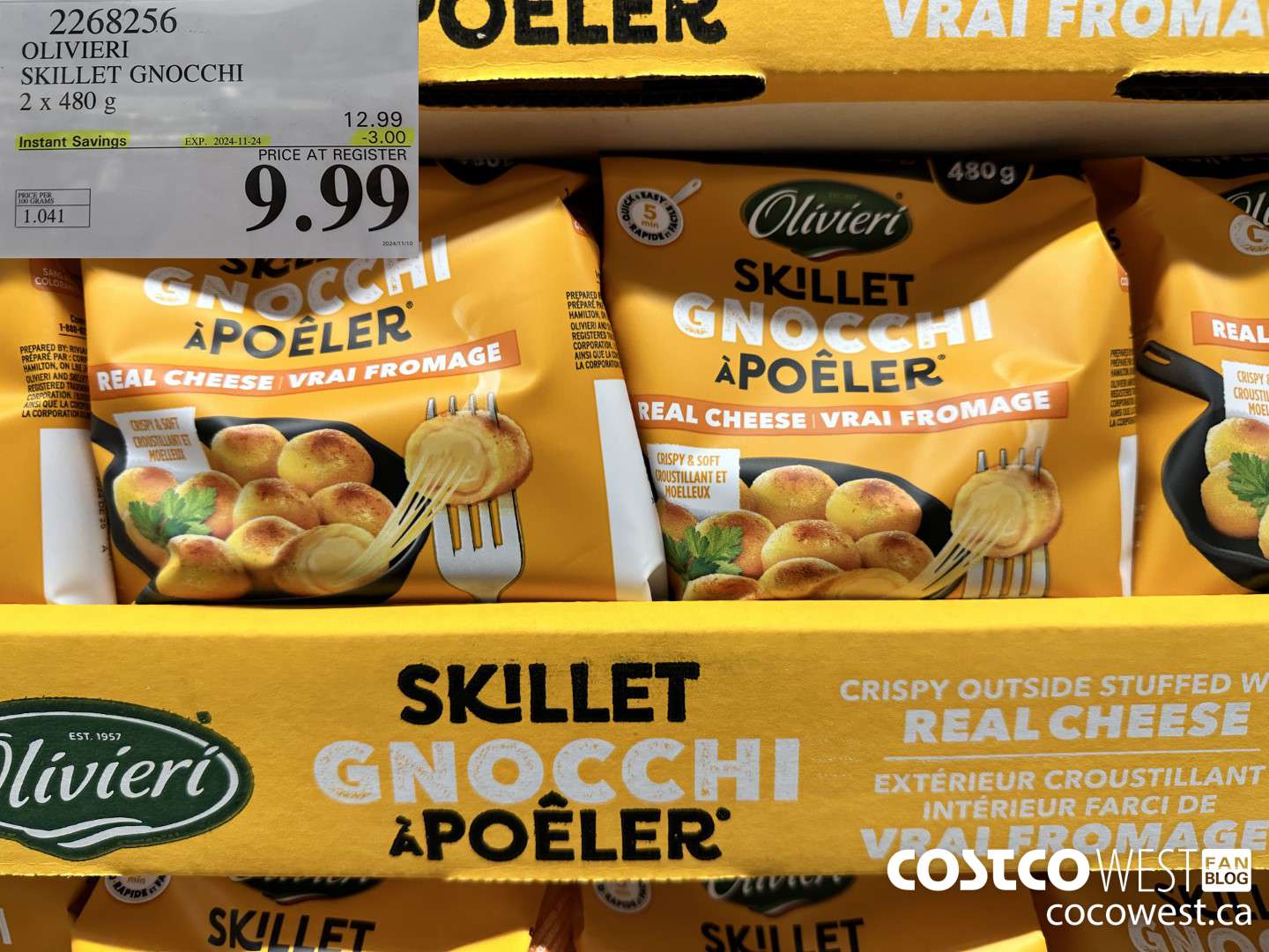 2268256 OLIVIERI SKILLET GNOCCHI 2 X 480G ($3.00 INSTANT SAVINGS EXPIRES ON 2024-11-24) $9.99