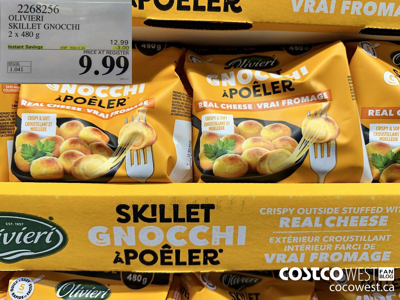 2268256 OLIVIERI SKILLET GNOCCHI 2 X 480G ($3.00 INSTANT SAVINGS EXPIRES ON 2024-11-24) $9.99