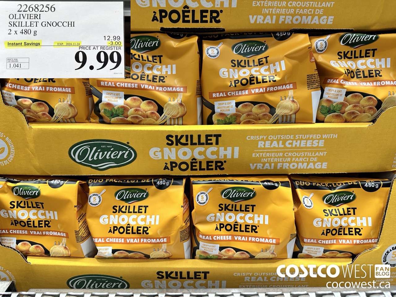 2268256 OLIVIERI SKILLET GNOCCHI 2 X 480G ($3.00 INSTANT SAVINGS EXPIRES ON 2024-11-24) $9.99