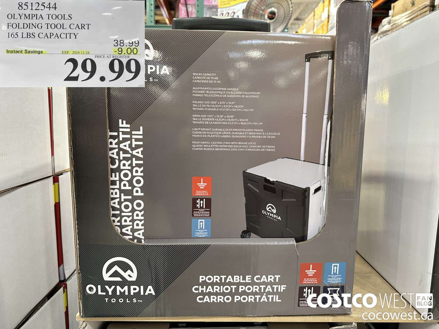 8512544 OLYMPIA TOOLS FOLDING TOOL CART 165 LBS CAPACITY ($9.00 INSTANT SAVINGS EXPIRES ON 2024-11-24) $29.99