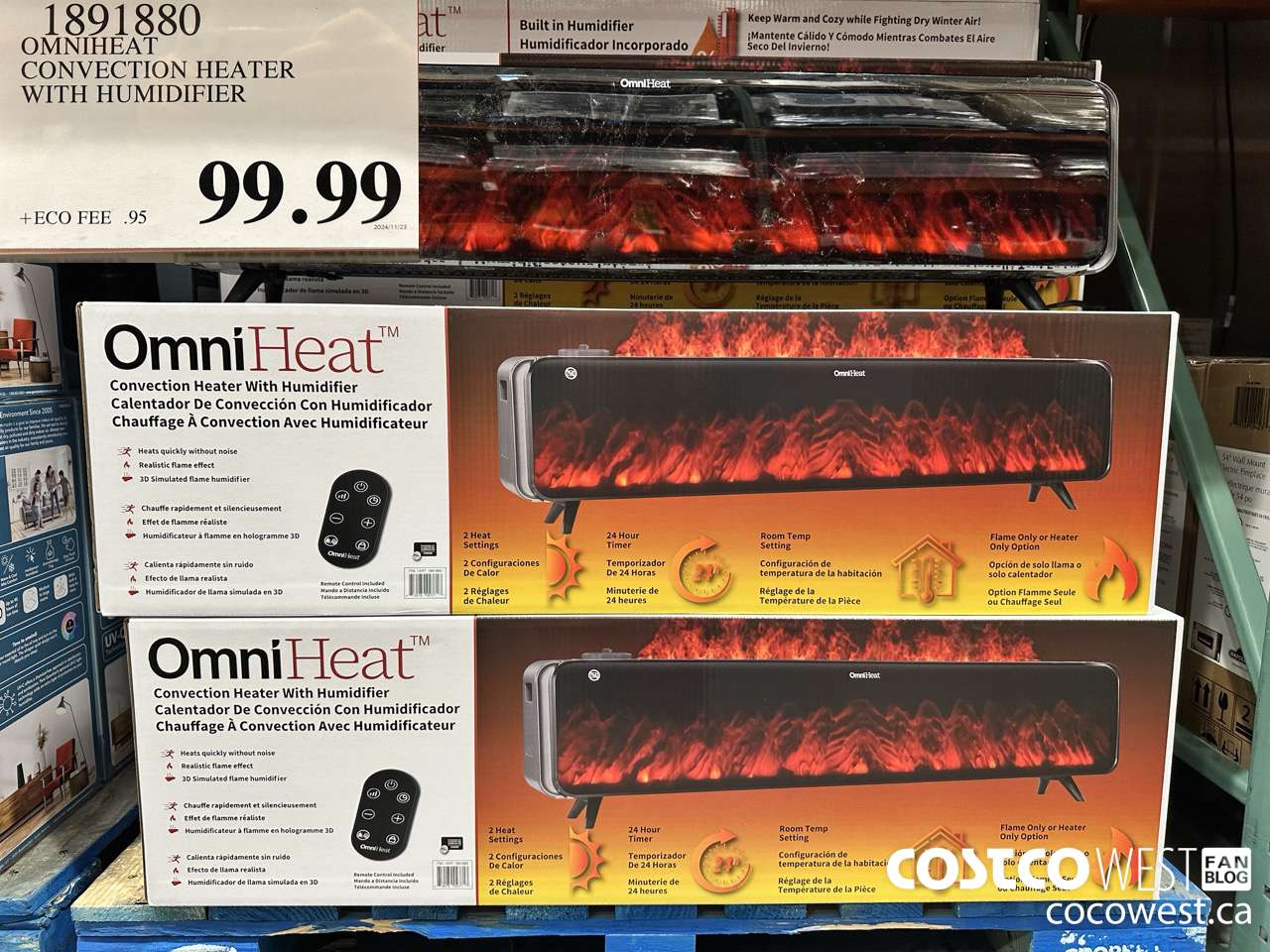 1891880 OMNIHEAT CONVECTION HEATER WITH HUMIDIFIER $99.99