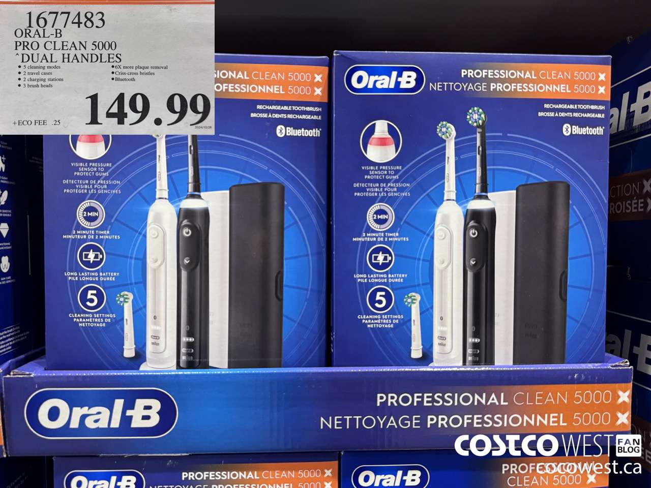 1677483 ORAL-B PRO CLEAM 5000 DUAL HANDLES $149.99