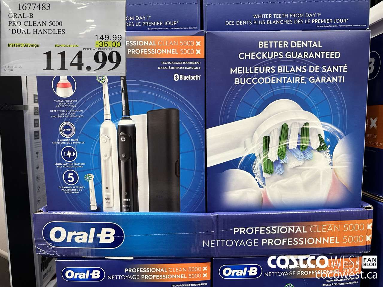 1677483 ORAL-B PRO CLEAM 5000 DUAL HANDLES ($35.00 INSTANT SAVINGS EXPIRES ON 2024-12-22) $114.99