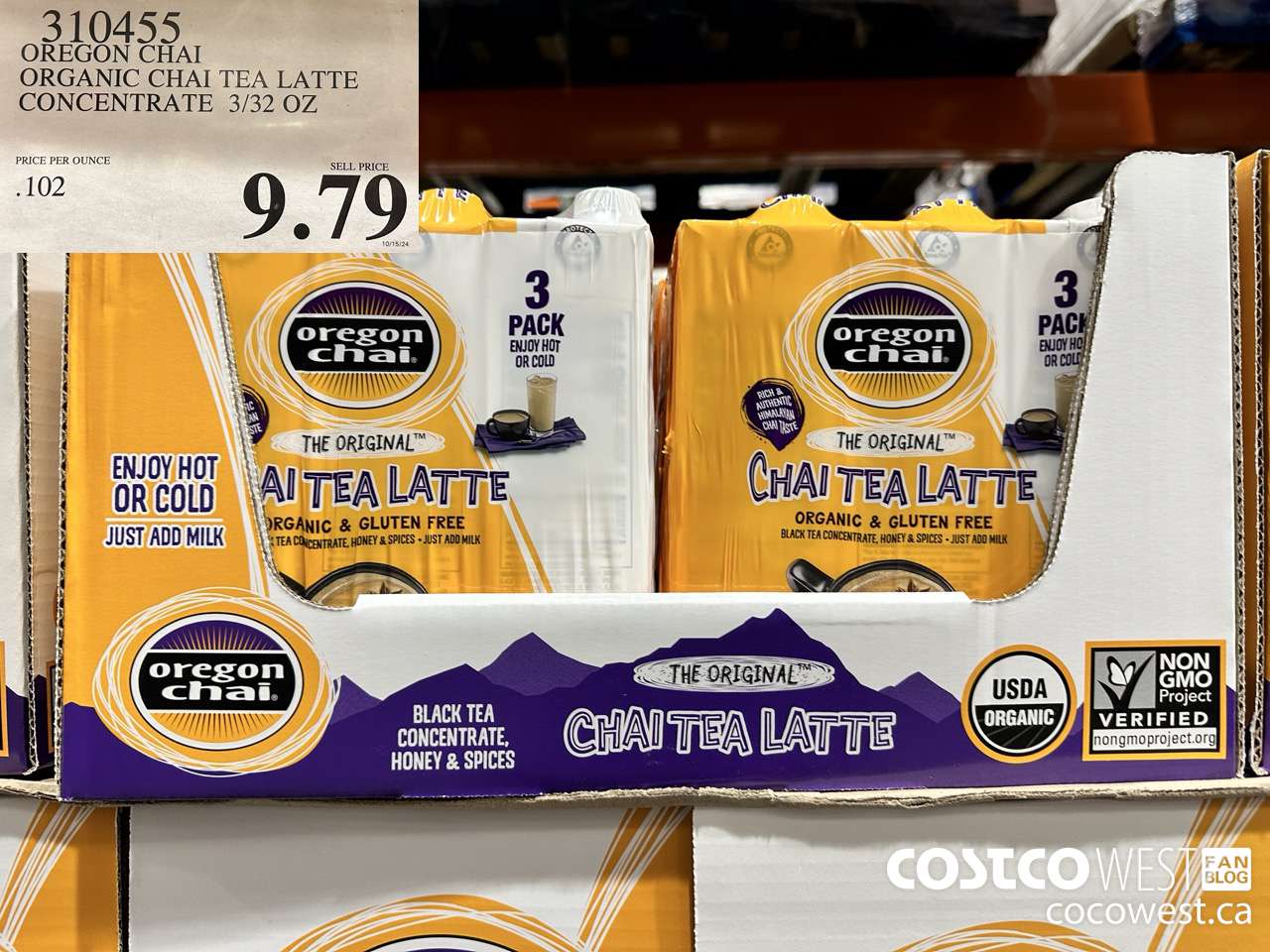 310455 OREGON CHAI ORGANIC CHAI TEA LATTE CONCENTRATE 3/32 OZ $9.79