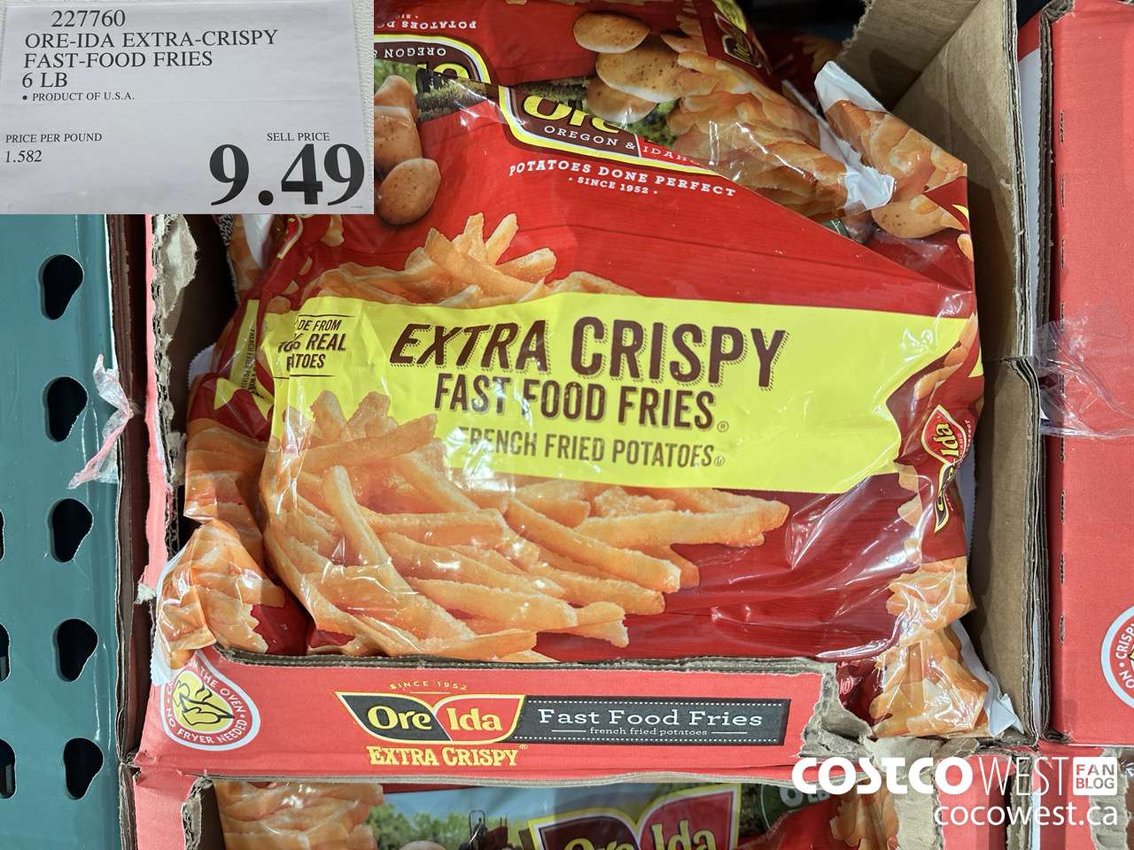 227760 ORE-IDA EXTRA-CRISPY FAST-FOOD FRIES 6 LB $9.49