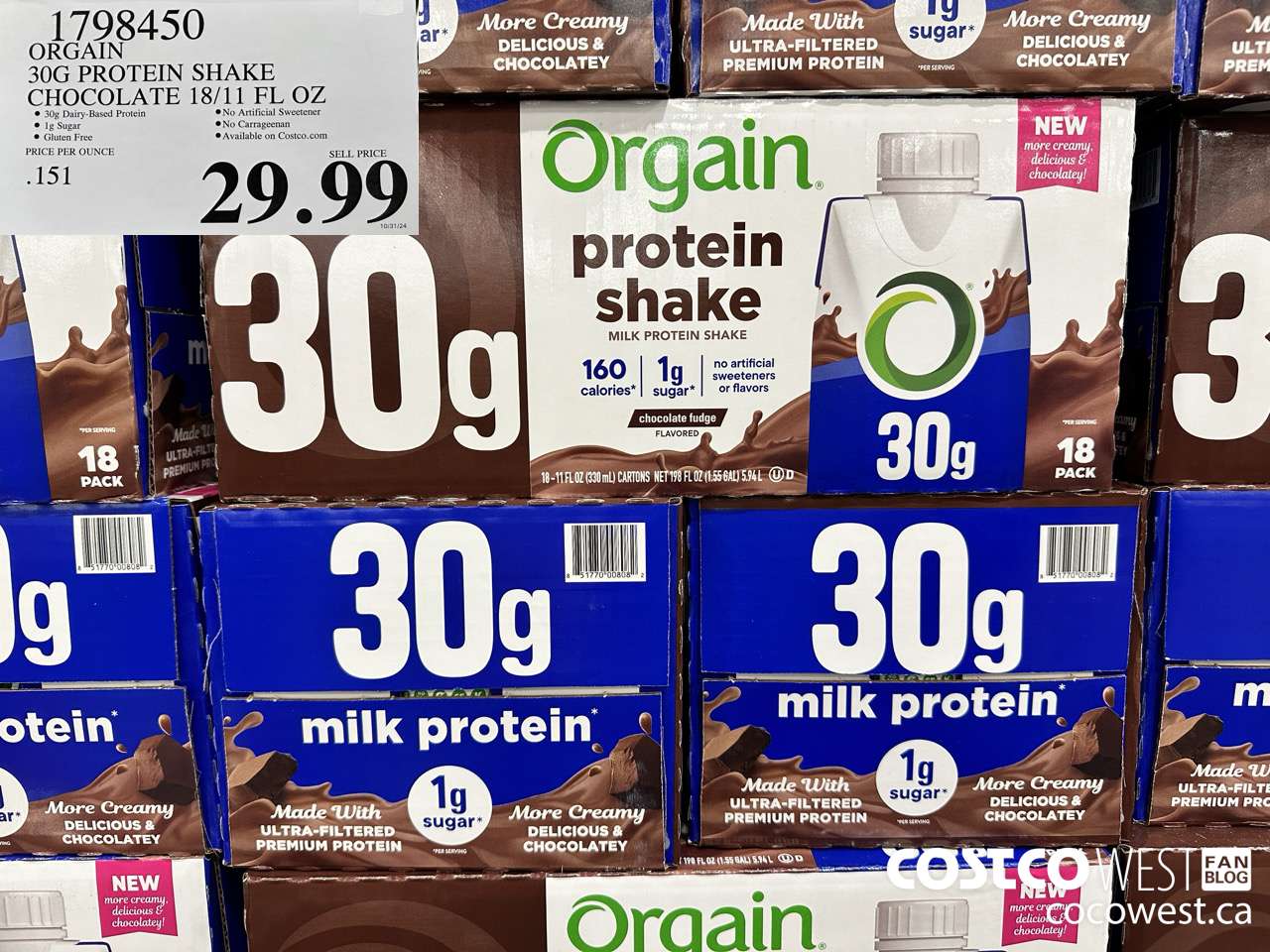 1798450 ORGAIN 30G PROTEIN SHAKE CHOCOLATE 18/11 FL OZ $29.99