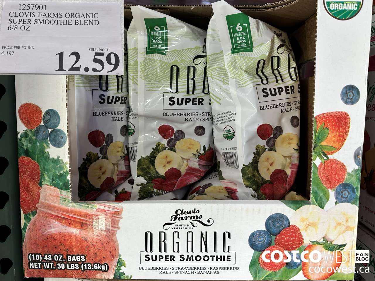 1257901 ORGANIC CLOVES FARMS SUPER SMOOTHIE BLEND 6/8OZ $12.59