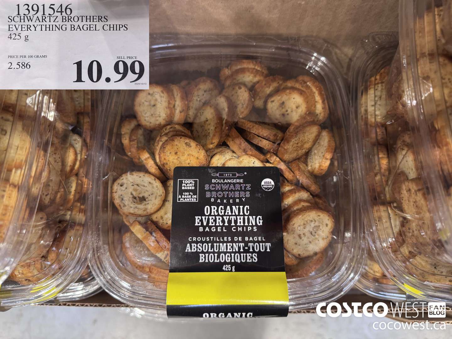 1391546 ORGANIC SCHWARTZ EVERYTHING BAGEL CHIPS 425G $10.99