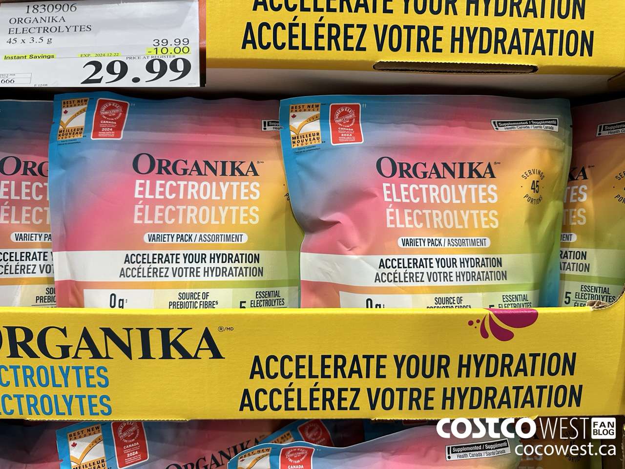 1830906 ORGANIKA ELECTROLYTES 45 x 3.5 g  ($10.00 INSTANT SAVINGS EXPIRES ON 2024-12-22) $29.99